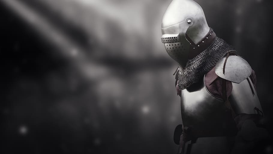 knight, middle ages, background, armor, helm, history, forest, HD wallpaper