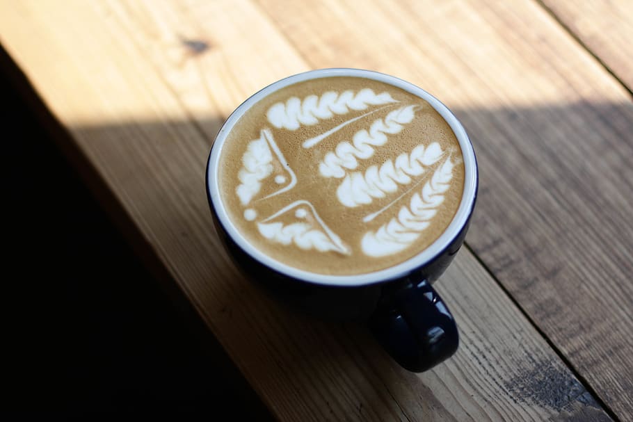 Black Ceramic Tea Cup on Brown Surface, art, caffeine, cappuccino HD wallpaper