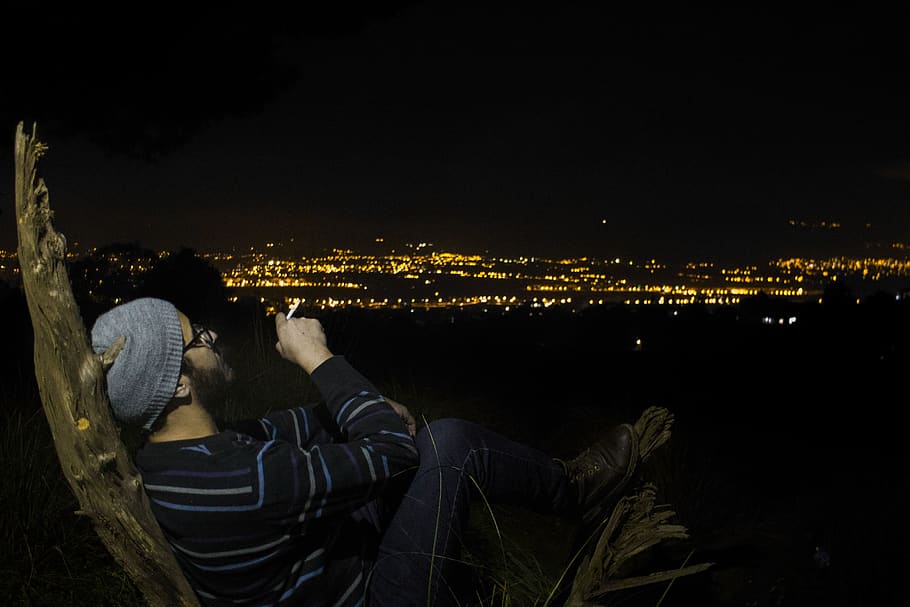 algeria, night, illuminated, real people, one person, lifestyles HD wallpaper