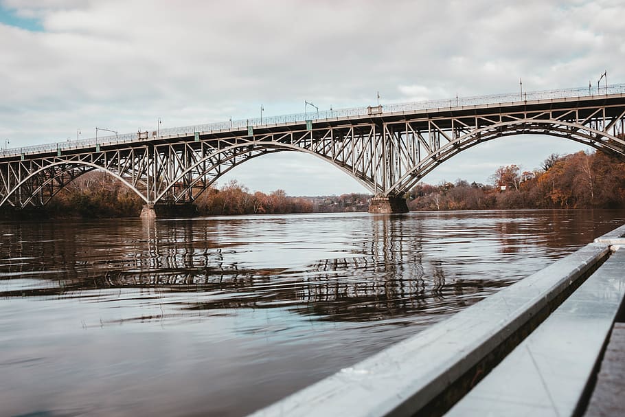 white bridge over water, building, architecture, arched, arch bridge HD wallpaper
