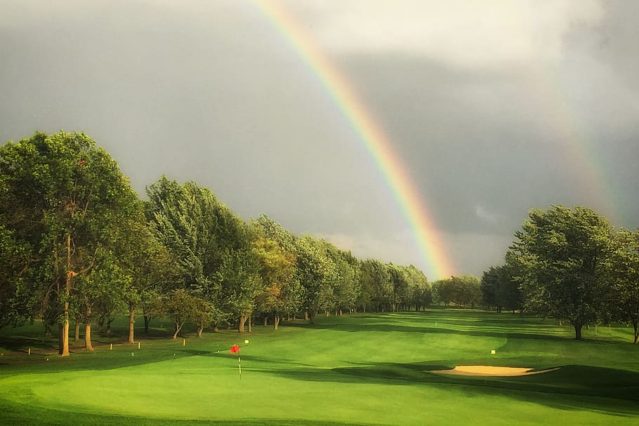 canada, boucherville, golf, rainbows, plant, tree, beauty in nature HD wallpaper
