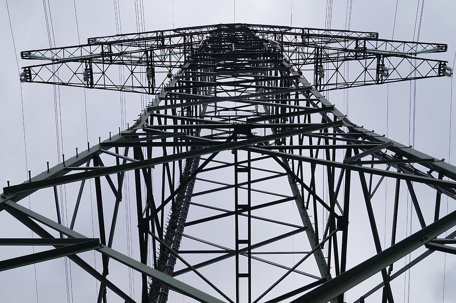 Black Steel Electric Post, connection, construction, electrical HD wallpaper