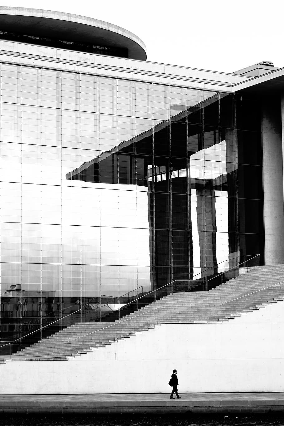 buildings, structure, architecture, design, stairs, lines, glass HD wallpaper