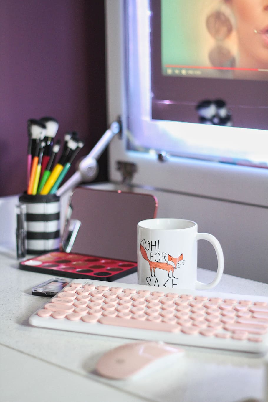 Cup Beside Keyboard, coffee, desk, laptop, mouse, mug, indoors HD wallpaper