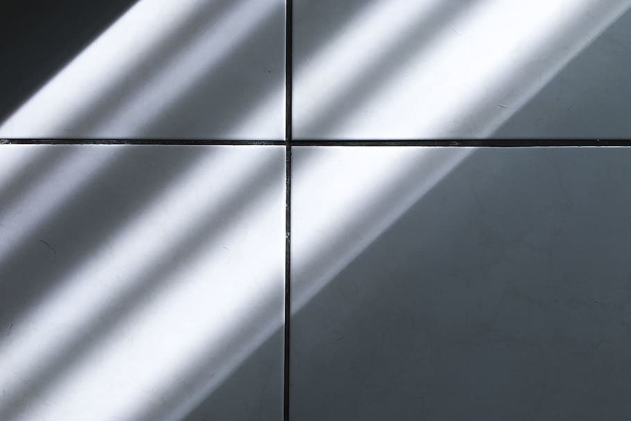 white floor tiles, shadow, sunlight, pattern, no people, wall - building feature HD wallpaper
