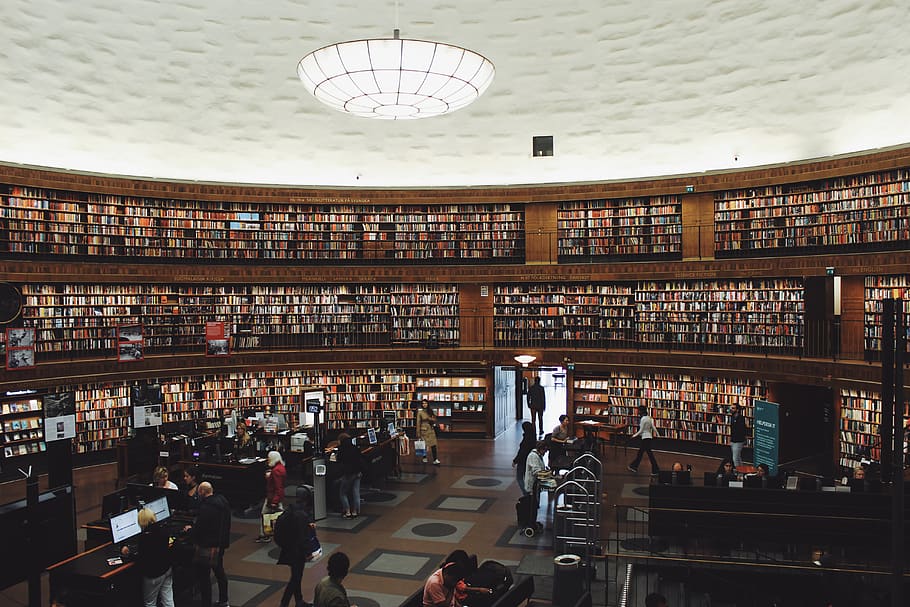 people on bookstore, architecture, library, indoors, publication HD wallpaper