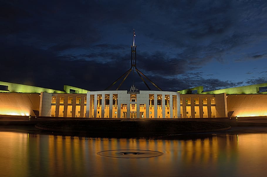 white concrete building near body of water, architecture, parliament house, HD wallpaper