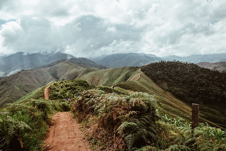 mountain range under cloudy sky, nature, outdoors, countryside HD wallpaper