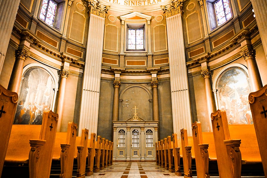empty building chairs, architecture, built structure, religion HD wallpaper