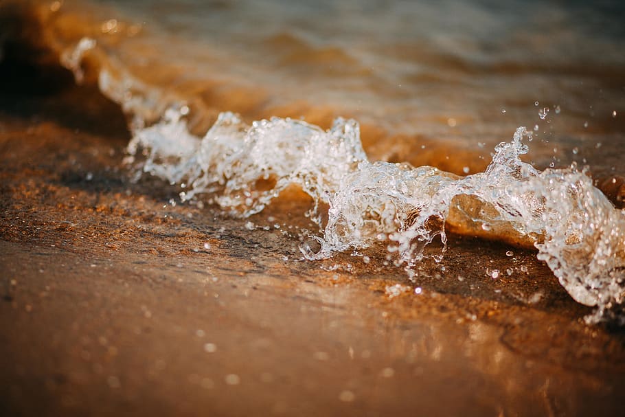 Sea Waves Closed-up Photography, beach, close-up, dark, dawn HD wallpaper