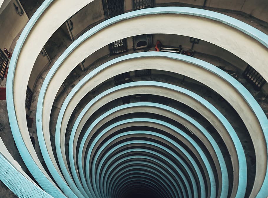 white concrete building, pattern, spiral, architecture, built structure HD wallpaper