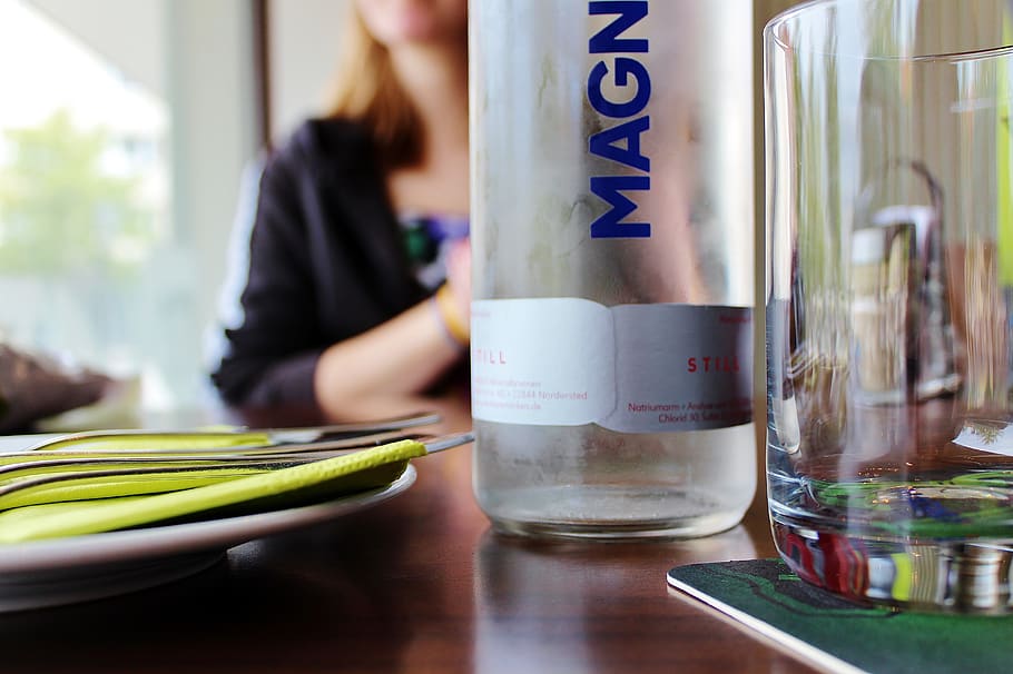 Macro Photo of White Bottle Beside Glass, blur, container, cover HD wallpaper