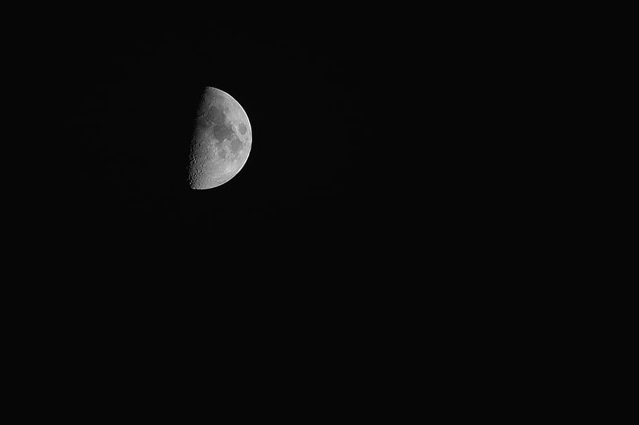 half-moon, night, outdoors, outer space, universe, astronomy HD wallpaper