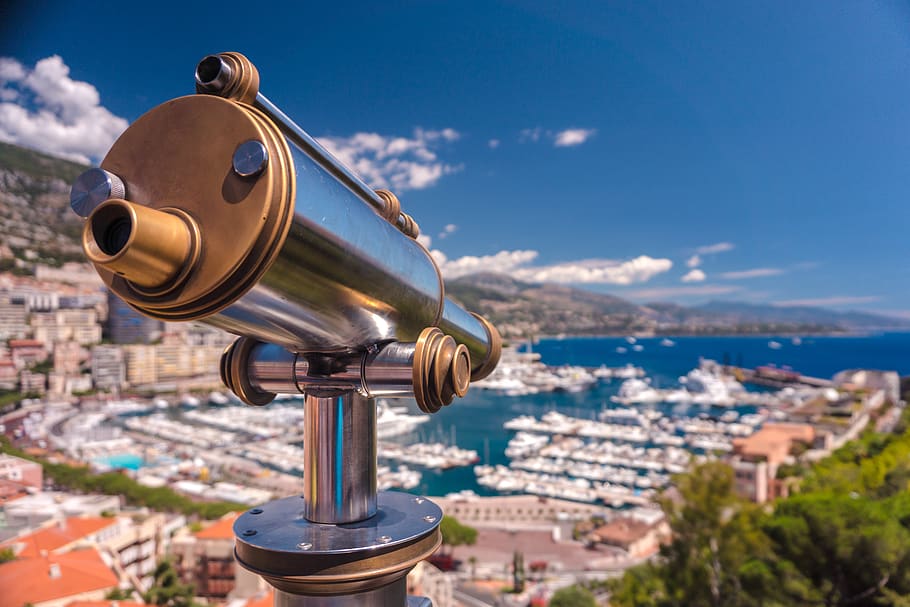 aerial photography of telescope overviewing city, monaco, hydrant