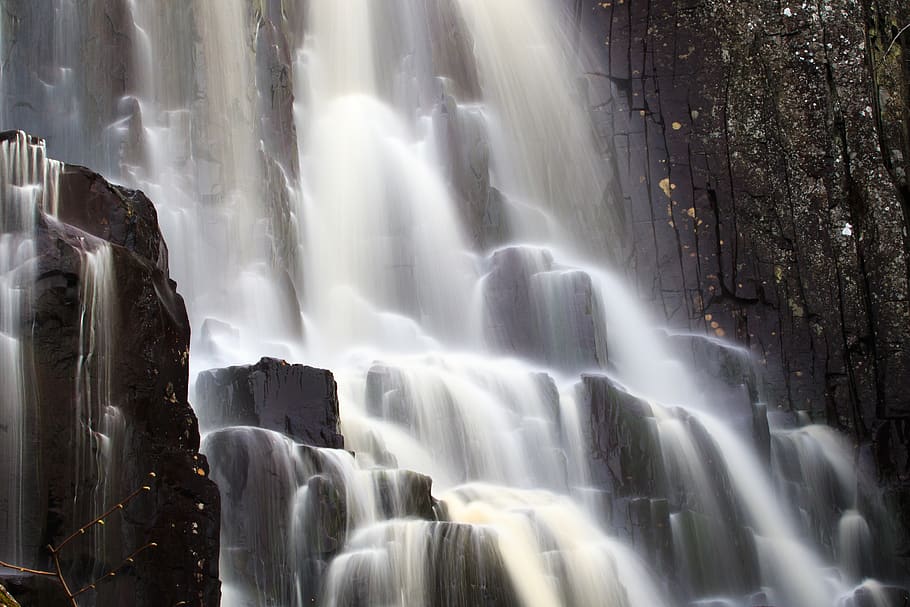 sweden, vargön, waterfall, forest, long exposure, scenics - nature HD wallpaper