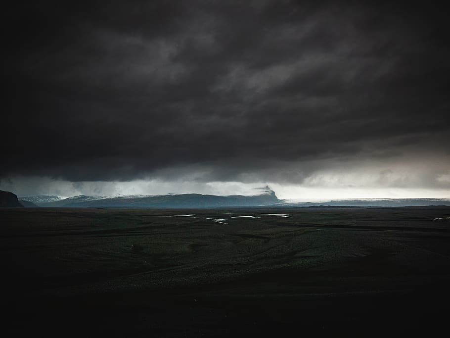 grey storm clouds over beach, nature, weather, outdoors, scenery HD wallpaper