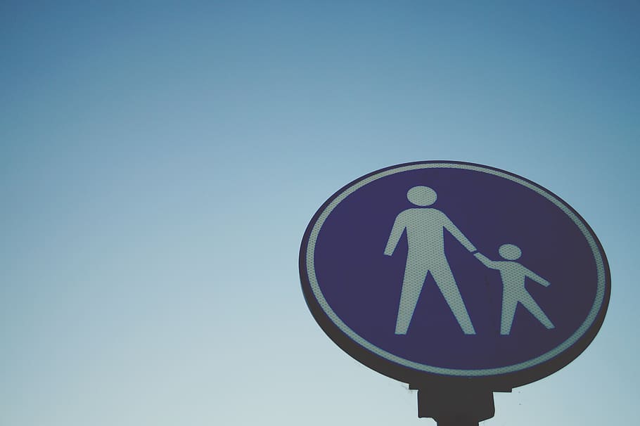 Blue and White Cross Sign, signboard, sky, communication, road HD wallpaper