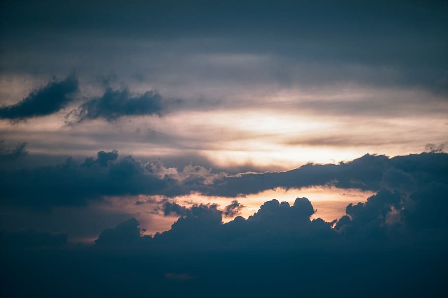 Cloudy Sky during Dawn, backlit, clouds, colors, dark, dark clouds HD wallpaper