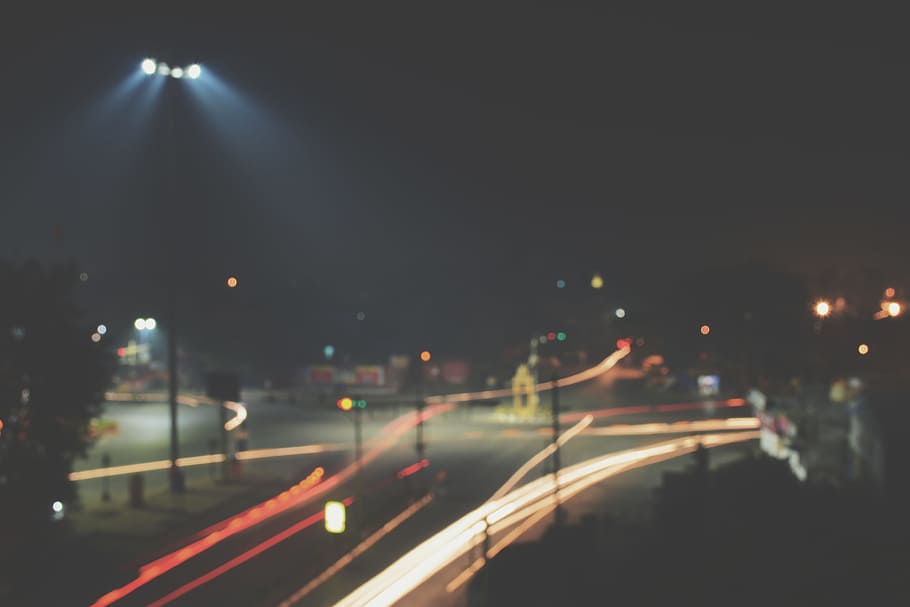 Timelapse Photography of Roadway With Car during Nighttime, blur HD wallpaper