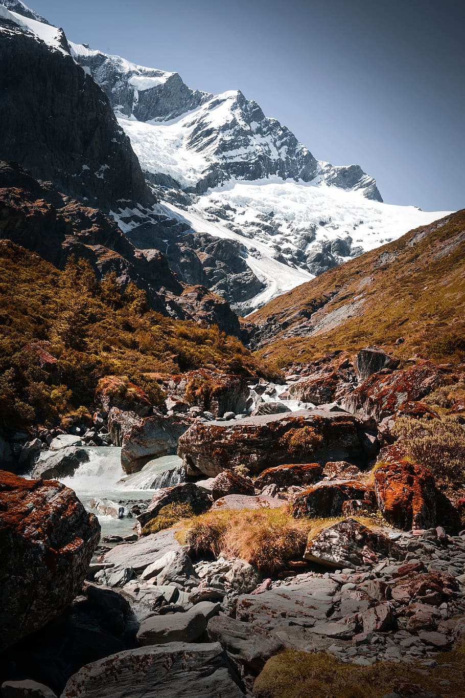 rocky mountain under blue sky, beauty in nature, scenics - nature HD wallpaper