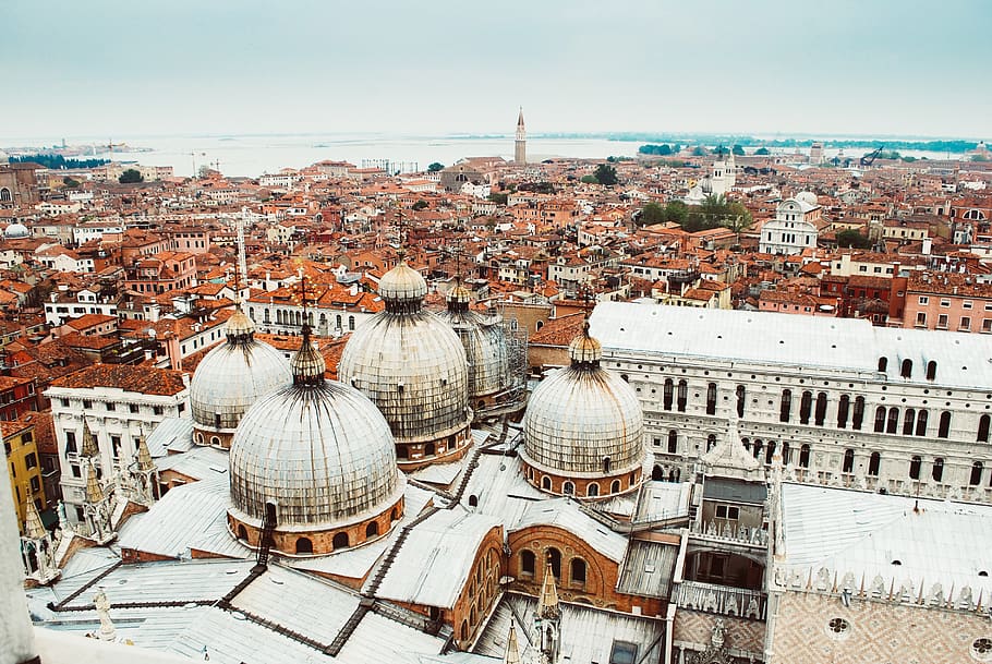 city during day, architecture, building, dome, italy, venice HD wallpaper