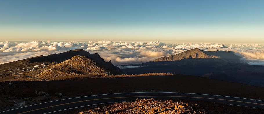 crater, road, summit, rock, cloud, volcano, mountain, sky, scenics - nature HD wallpaper