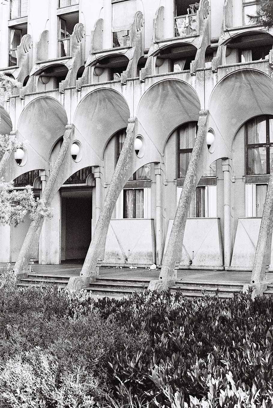 architecture, building, arched, outdoors, column, pillar, film HD wallpaper