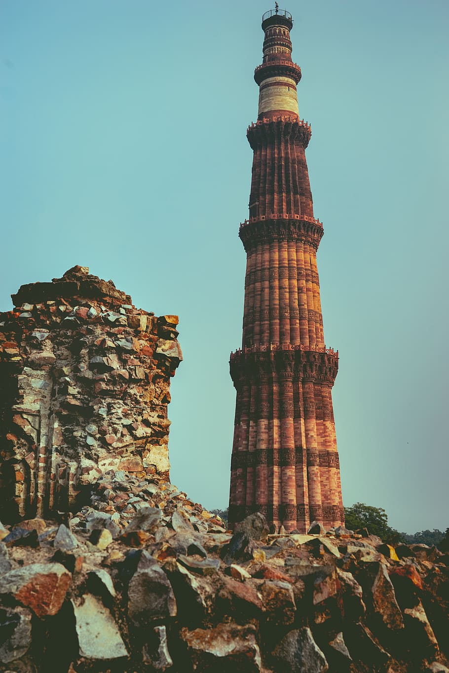 monument, india, new delhi, qutub minar, building, architecture, HD wallpaper