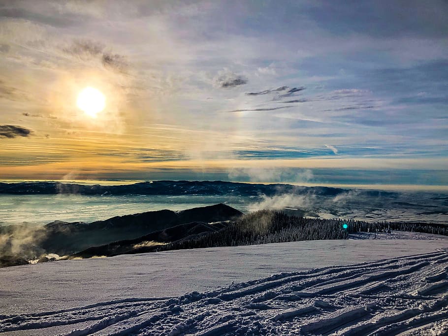 sky, snow, cloud - sky, beauty in nature, cold temperature HD wallpaper