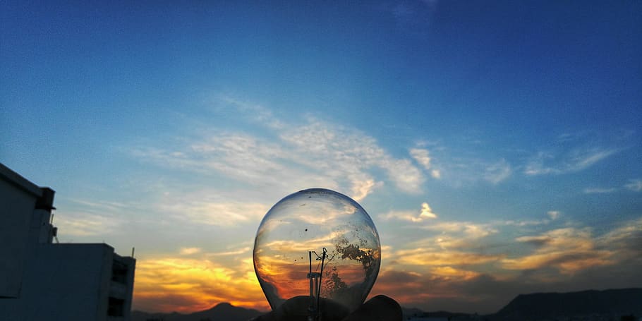 orange, sun, sunlight, evening, light bulb, sunset, sky, cloud - sky HD wallpaper