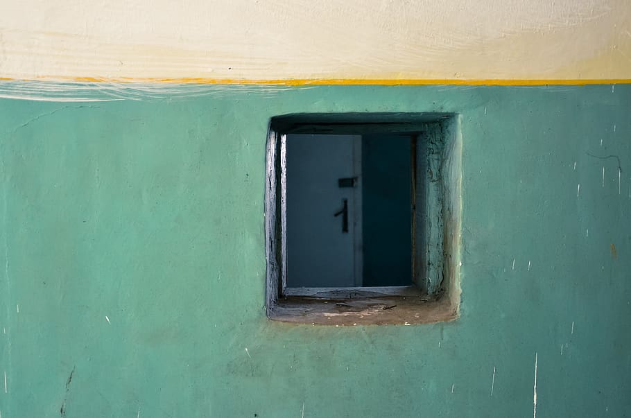 small window, concrete, color, minimal, space, building, architecture HD wallpaper