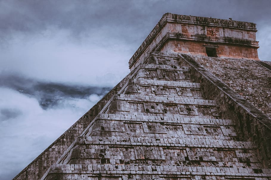 Gray Concrete Building Under White Clouds, ancient, architecture HD wallpaper