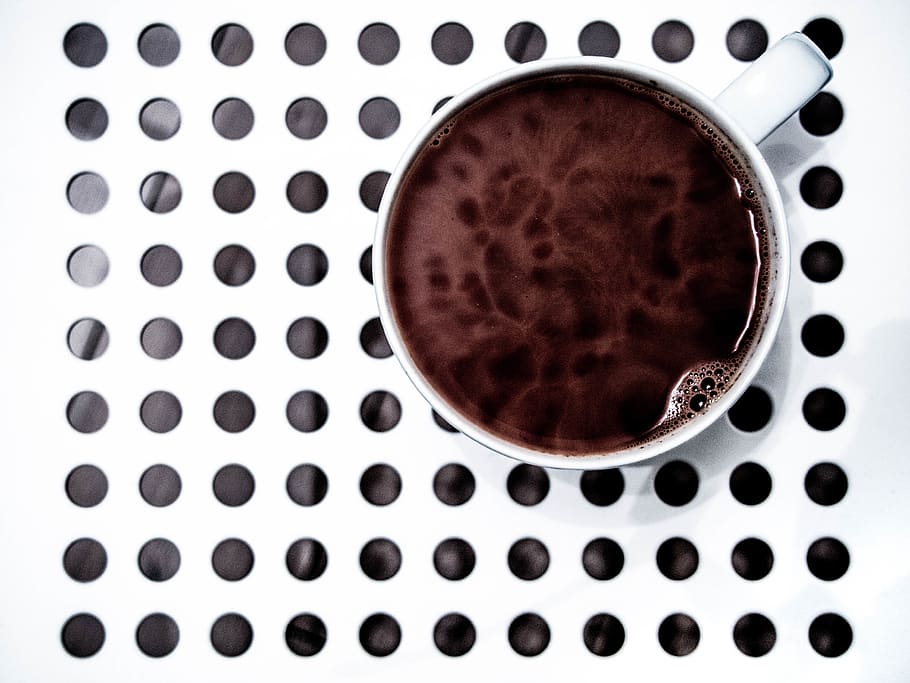 coffee, cup, mug, circles, drink, black and white, shape, directly above HD wallpaper