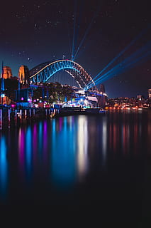 Sydney Harbour Bridge, Australia, starry, architecture, cityscape HD wallpaper
