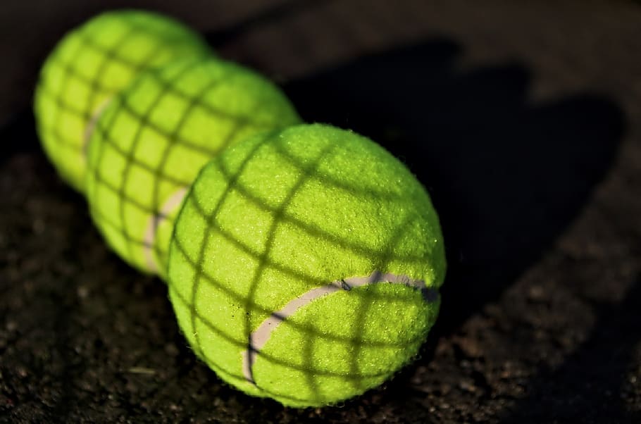 Three Green Tennis Balls, activity, close-up, color, dark, flora HD wallpaper
