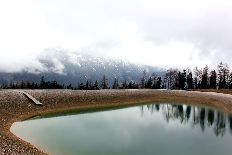austria, ehrwald, lake, water, mountain, tree, scenics - nature HD wallpaper