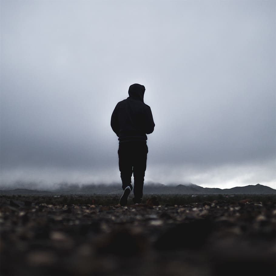 guy, man, hoodie, walking, cloudy, people, fashion, one person HD wallpaper
