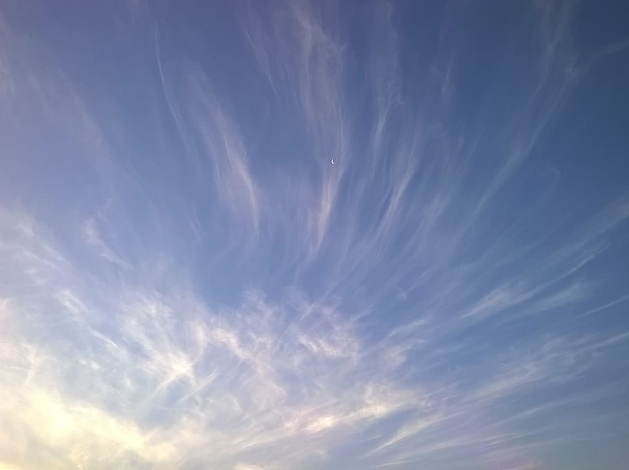 clouds, moon, wind, sky, cloud - sky, beauty in nature, low angle view HD wallpaper