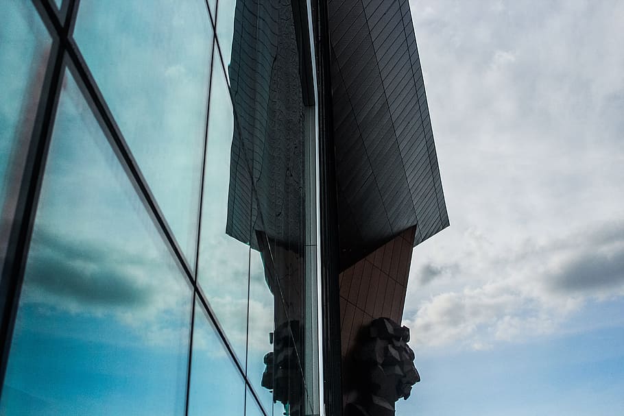 Building With Glass Wall, architecture, reflection, sky, cloud - sky HD wallpaper