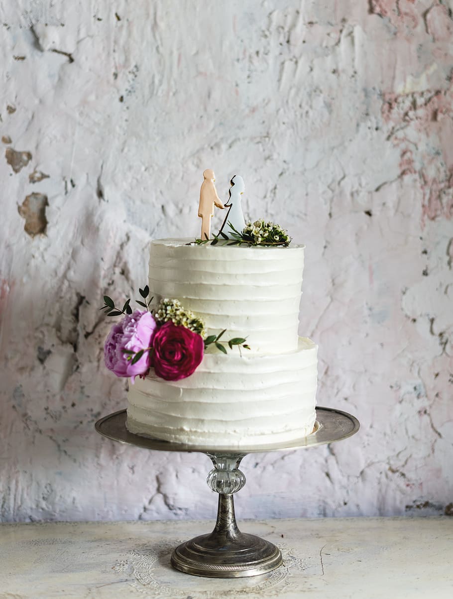cake, wedding cake, icing, rose, white, waxflower, reception HD wallpaper