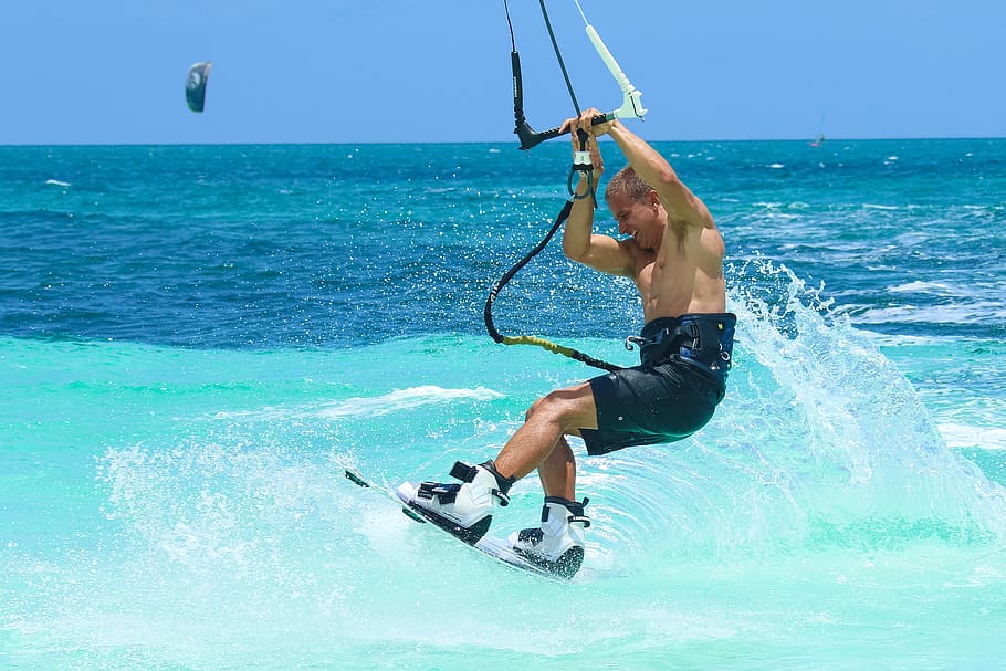 Man Doing Wave Boarding, activity, enjoyment, fun, holiday, kiteboarding HD wallpaper