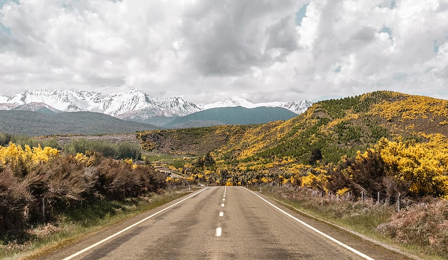 empty road, highway, tarmac, asphalt, new zealand, fiordland national park HD wallpaper