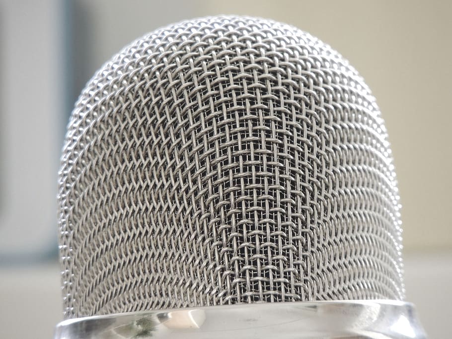 microphone, silver, audio, sound, sound recording, device, electronics HD wallpaper