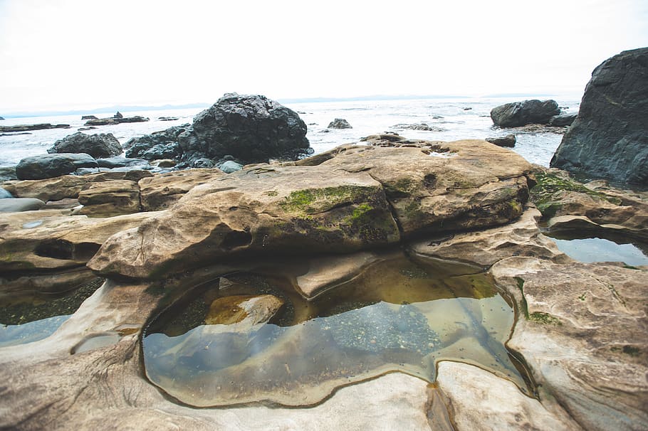 mystic beach, rock, solid, water, rock - object, sea, sky, beauty in nature HD wallpaper