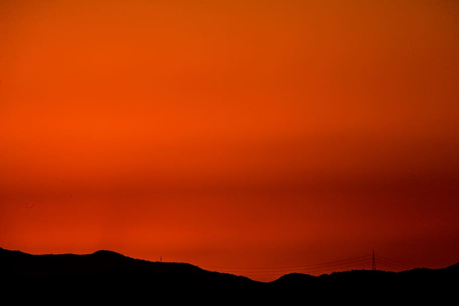 orange sky, nature, outdoors, red sky, sunset, dusk, dawn, sunrise HD wallpaper