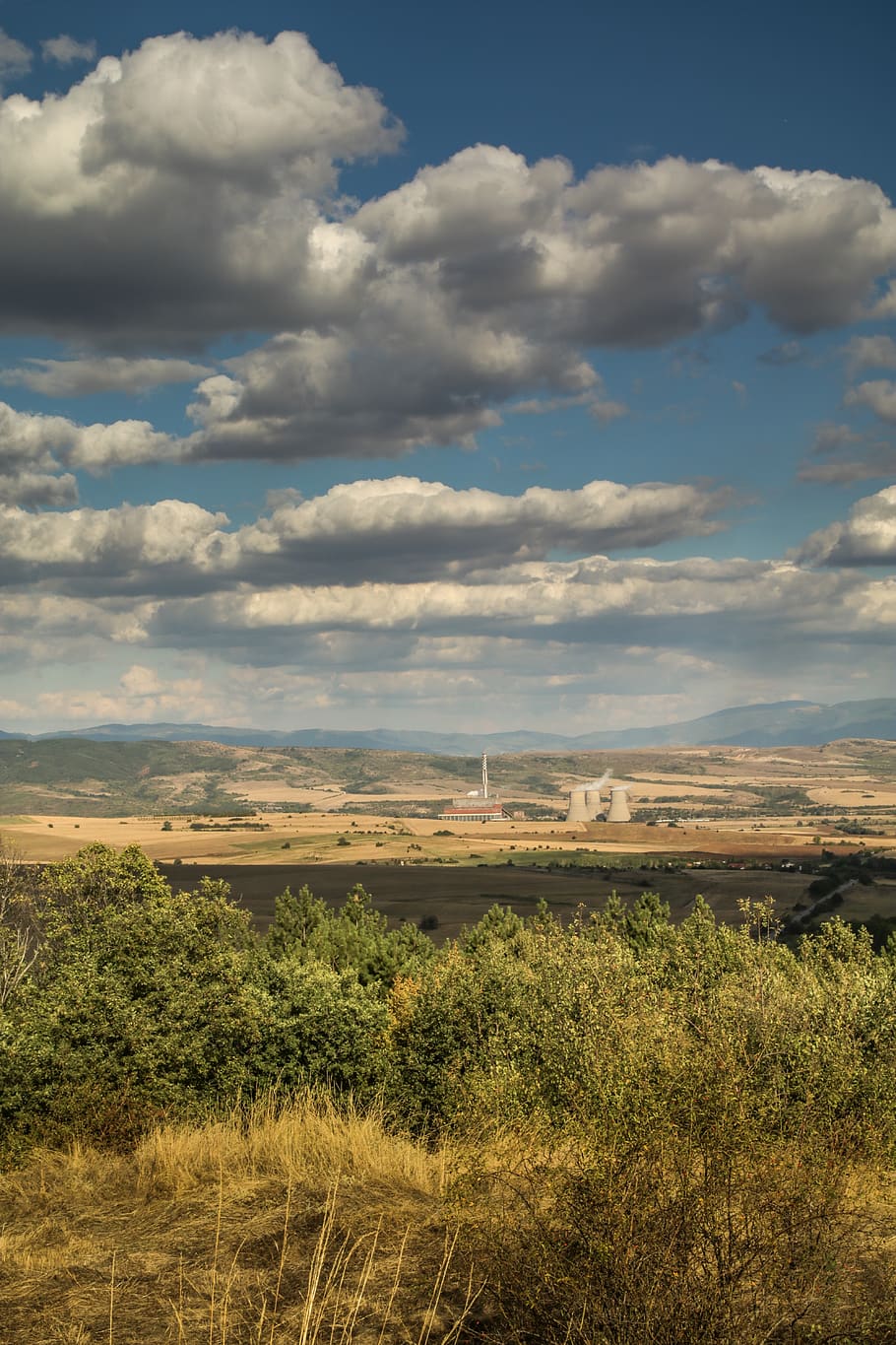 clouds, autumn, sky, thermal central, mountains, view, golden hour HD wallpaper