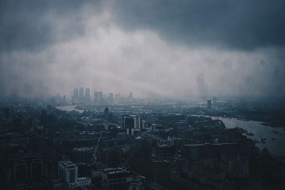 united kingdom, london, moody, thames, river, city, tone, uk