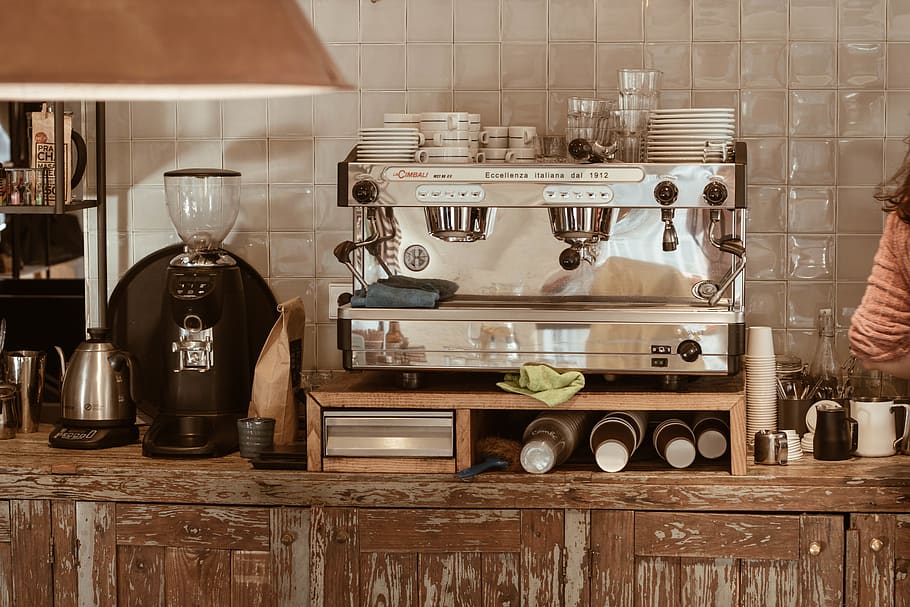 gray coffee espresso machine, kitchen, domestic kitchen, home, HD wallpaper