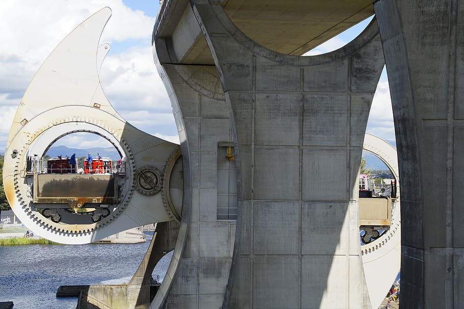 falkirk, lock, modern, technology, architecture, boats, channel HD wallpaper