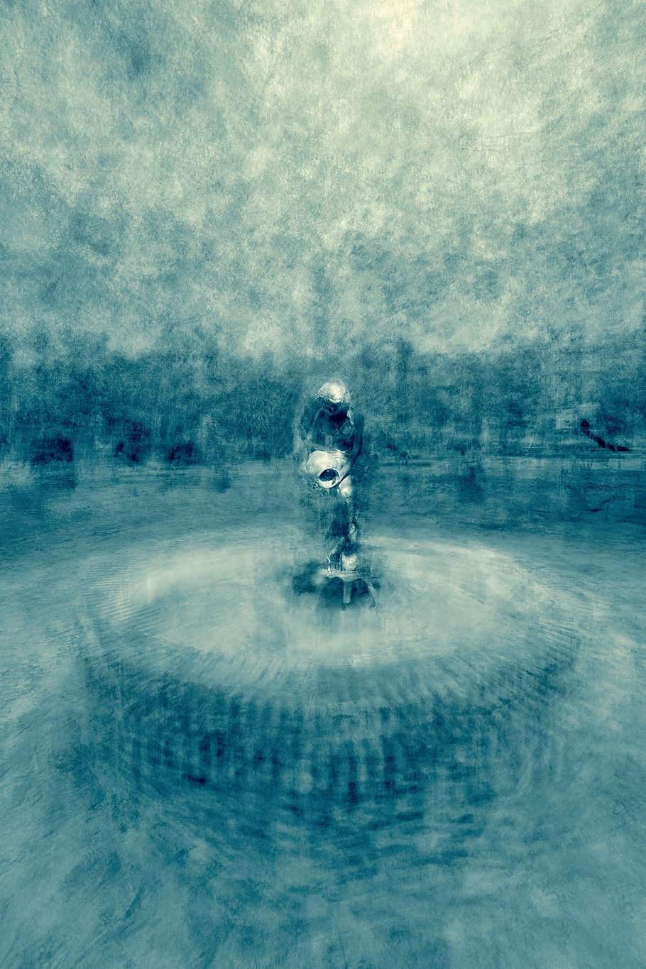 blue and white artwork, water, motion, nature, one person, day HD wallpaper